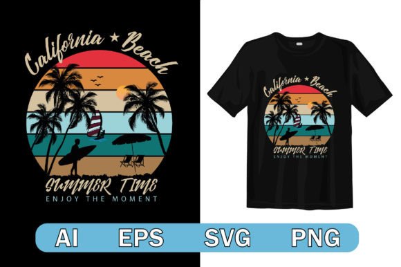 Califorina Beach T-shirt Design: Graphics for T-Shirt Designs