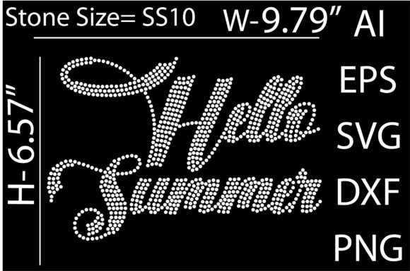 Printable Hello Summer Rhinestone Graphics