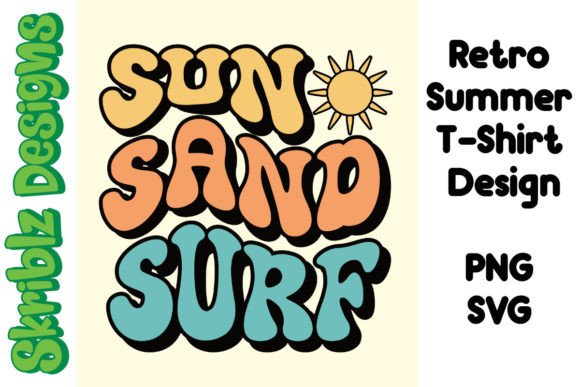 Retro Sun Sand Surf Summer T-Shirt Graphics