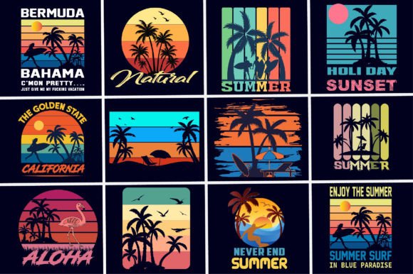 Summer Sunset T-Shirt Bundle: Graphics and T-Shirt Designs