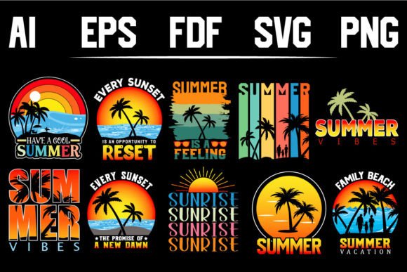 Summer T-Shirt Design Bundle 10 Design
