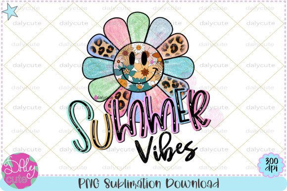 Summer Vibes Retro Daisy Flower PNG